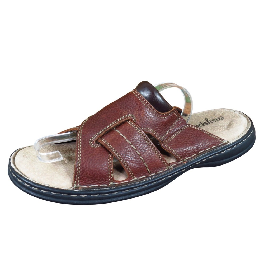 Easy Spirit Sage Mens Slide Sandals Size 12 M Walking Comfort Brown Leather